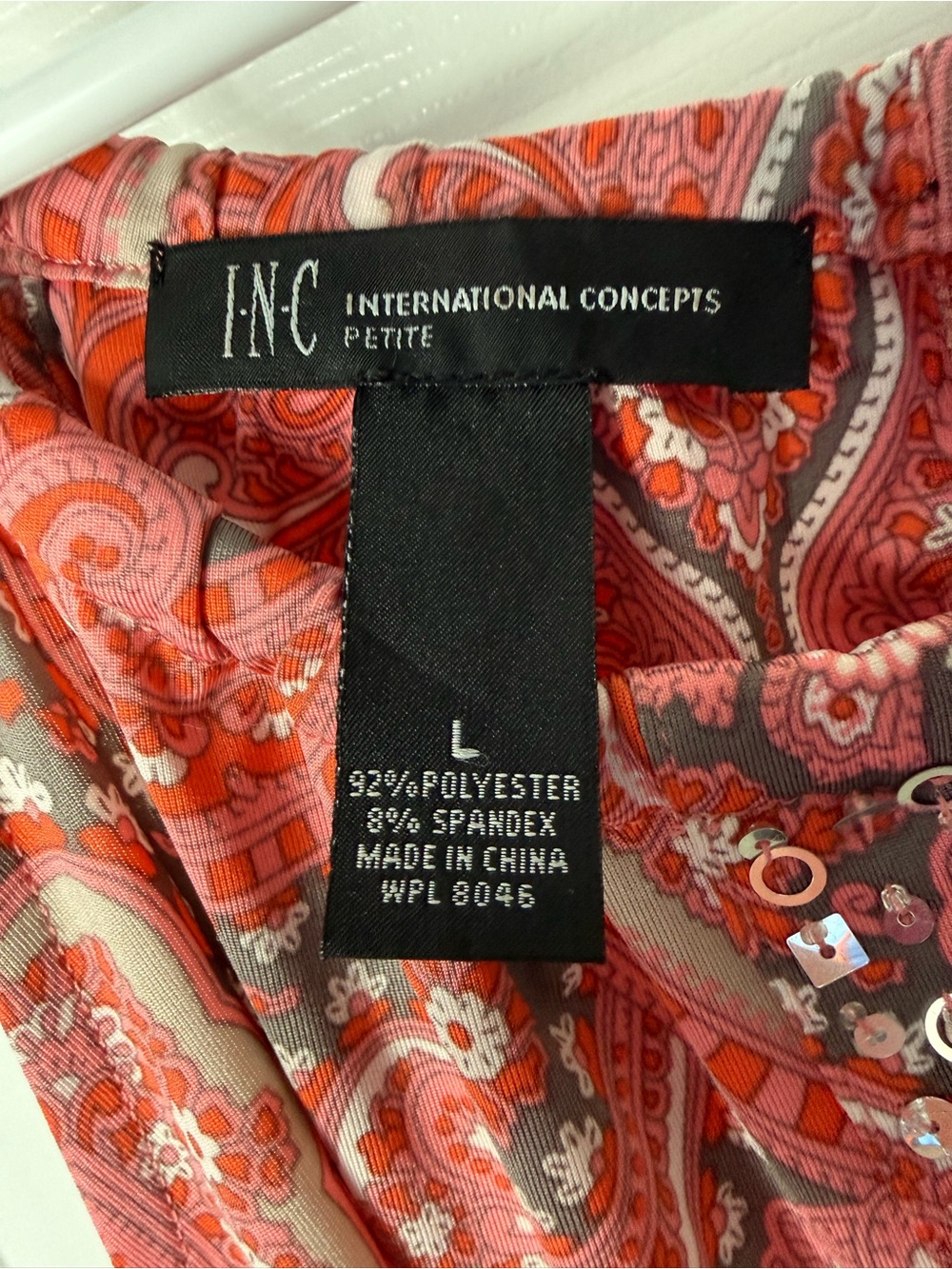 INC INTERNATIONAL CONCEPTS Petite Gray Pink Strap Y2K Halter Sequin Satin Dress - Picture 2 of 7